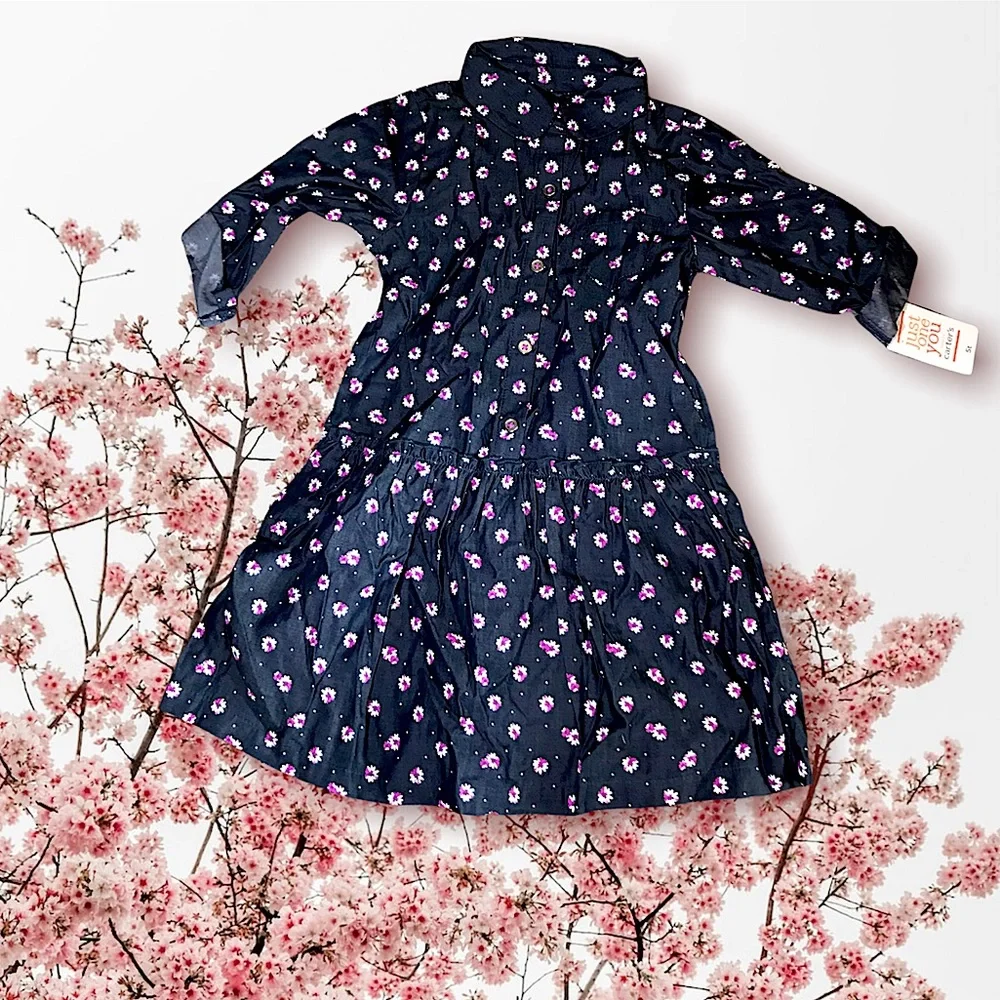 Retro Carter’s 5T Floral Girls Dress Deadstock Vintage Flowers NWT NEW